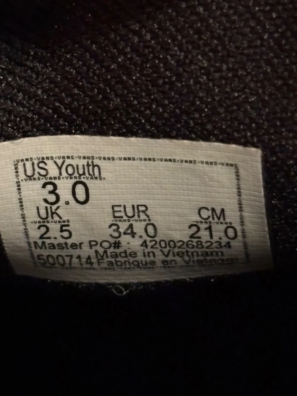 Vans Youth Sneakers Slip On US Size 3